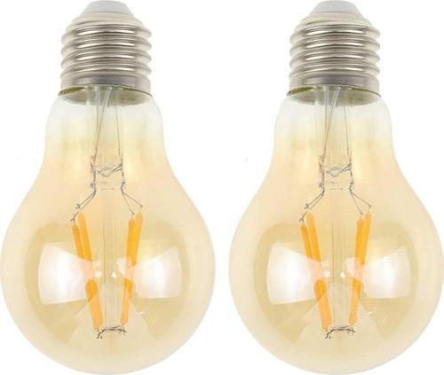 2 Adet Rustik 4w A60 Led Filament Ampul Bal Cam E27 Sarı Işık Dekoratif Vintage Aydınlatma