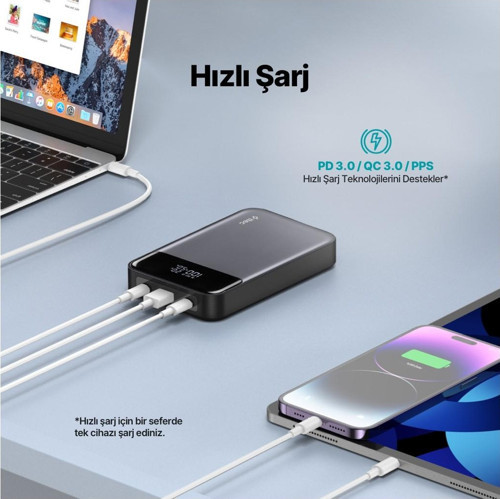 Ttec 2BB218UG Recharger Pro LCD 20.000 Mah Pd 130W Taşınabilir Hızlı Şarj Aleti/Powerbank 4