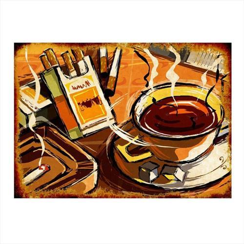 Sigara Ve Çay Keyfi Model Mdf Tablo 35Cm X50Cm