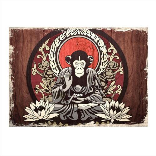Zen Maymun Tasarım Ahşap Tablo 35Cm X50Cm