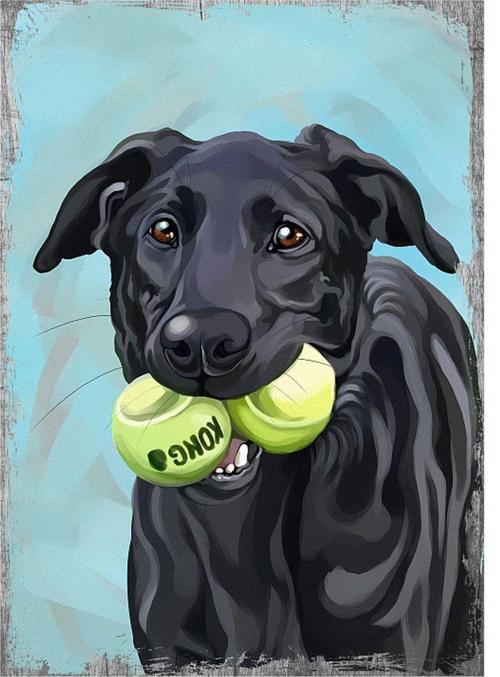 Topla Oynayan Köpek Model Mdf Tablo 35Cm X50Cm