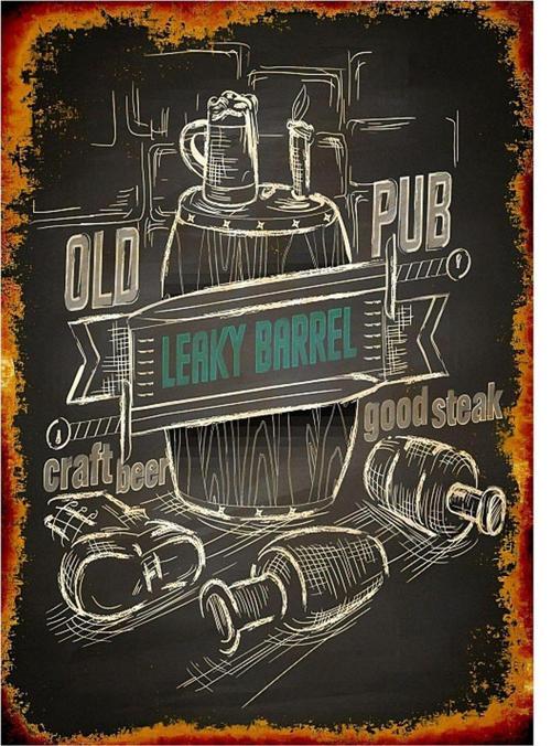 Sızan Varil Eski Pub Hediyelik Mdf Tablo 35Cm X50Cm