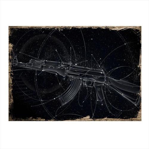 Ak 47 Siyah Çizim Dekoratif Mdf Tablo 50Cmx 70Cm