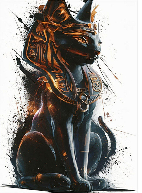 Mısırlı Kedi Desenli Mdf Tablo 50Cmx 70Cm