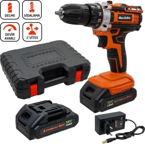 Max Extra Mx1815 Matkap Vidalama Çift Akülü 18 Volt 1,5 Amper