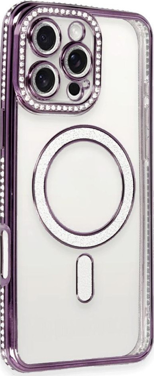 iPhone 16 Pro Max Kılıf Joke Seri Magsafe Özellikli Taşlı Simli Silikon Kapak