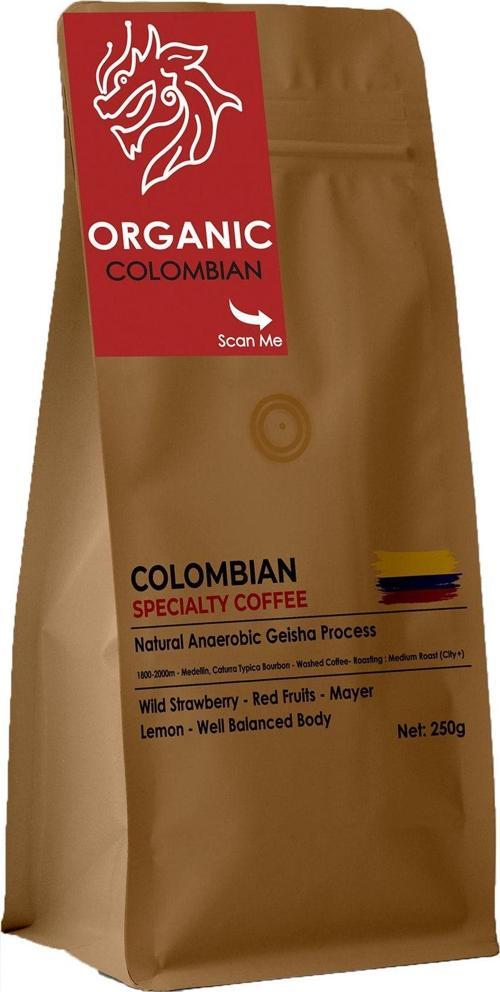 Organic Specialty Colombia Coffee Geisha Process Natural Çekirdek Filtre Kahve 250 Gr
