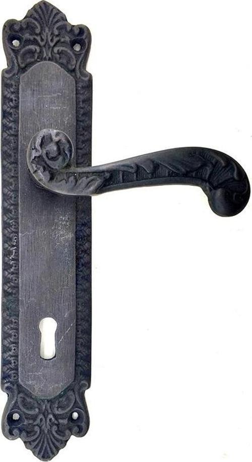 Antika Tarz Dekoratif Pirinç Sultan Banyo Kapı Kolu - 270x54mm, Oksit