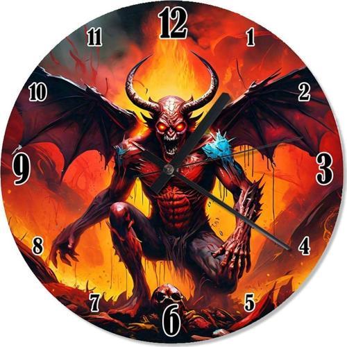 Boynuzlu Korkunç Şeytan Analog Duvar Saati