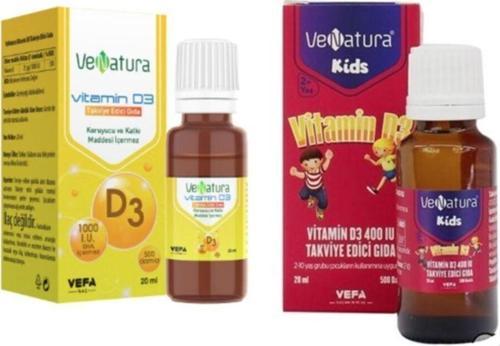 Vitamin D3 Takviye Edici Gıda 20 Ml Damla + Çocuklar Için D3 Vitamini 400 Iu 20 Ml Damla