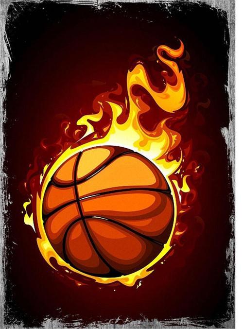 Alevli Basketbol Topu Art Mdf Poster 35Cm X50Cm