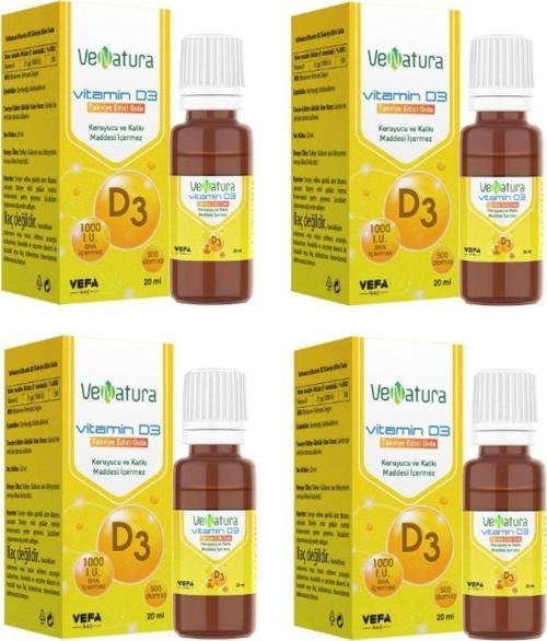 Yetişkinler Ve 11 Yaş Üstü Çocuklar Için D3 Vitamini 20 Ml Damla X4 Adet