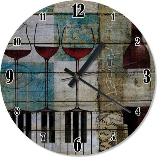 Şarap Ve Müzik Baskılı Duvar Saati