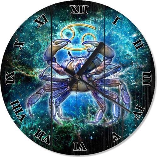 Ahşap Evrende Yengeç Burç Duvar Saati