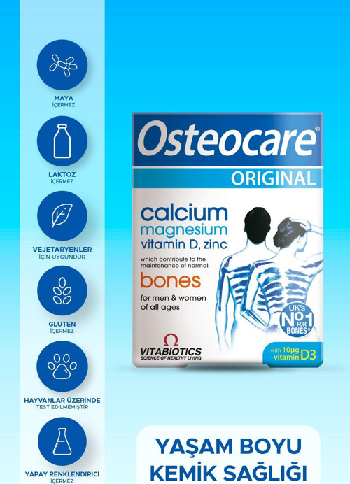 Kalsiyum,Magnezyum, Çinko, D Vitamini İçeren Kemik Sağlığı Vitamini 30 Tablet