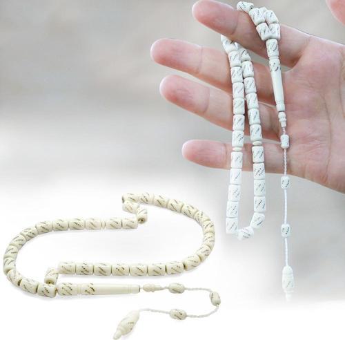 Sistemli Kapsül Kesim Pirinç İşlemeli Deve Kemiği Tesbih