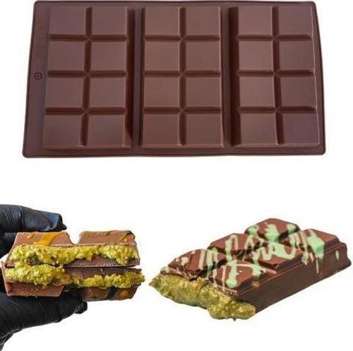 ORİJİNAL SİLİKON DUBAİ ÇİKOLATA KALIBI 3 LÜ (200 GR)