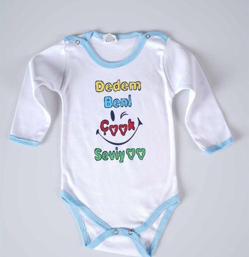 YENİ SEZON DEDEM BENİ ÇOK SEVİYO YAZILI BEBEK ÇOCUK UZUN KOL PAMUK BADY ZIBIN