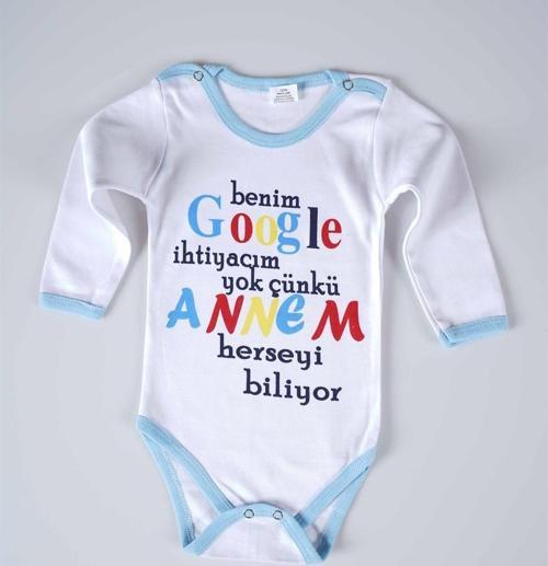 YENİ SEZON GOOGLE ANNEM YAZILI BEBEK ÇOCUK UZUN KOL PAMUK BADY ZIBIN