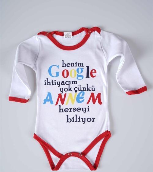 YENİ SEZON GOOGLE ANNEM YAZILI BEBEK ÇOCUK UZUN KOL PAMUK BADY ZIBIN