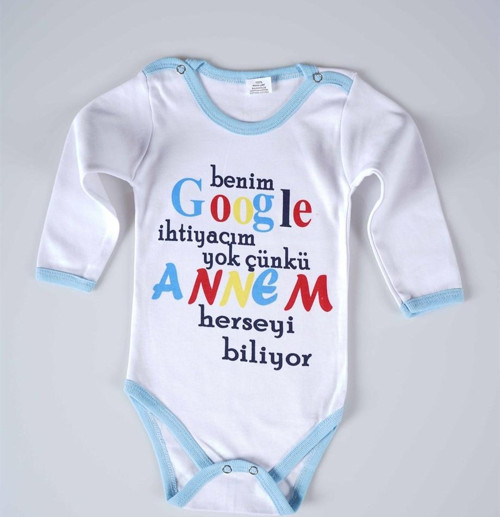 YENİ SEZON GOOGLE ANNEM YAZILI BEBEK ÇOCUK UZUN KOL PAMUK BADY ZIBIN