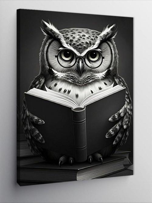 Kanvas Tablo Kitap Okuyan Baykuş