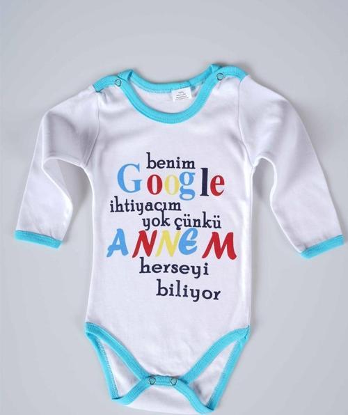 YENİ SEZON GOOGLE ANNEM YAZILI BEBEK ÇOCUK UZUN KOL PAMUK BADY ZIBIN