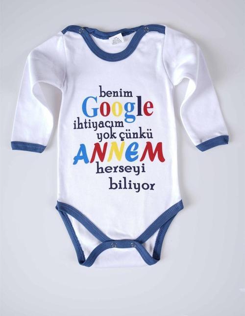 YENİ SEZON GOOGLE ANNEM YAZILI BEBEK ÇOCUK UZUN KOL PAMUK BADY ZIBIN