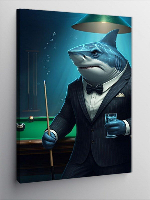 Kanvas Tablo Bilardo Köpekbalığı