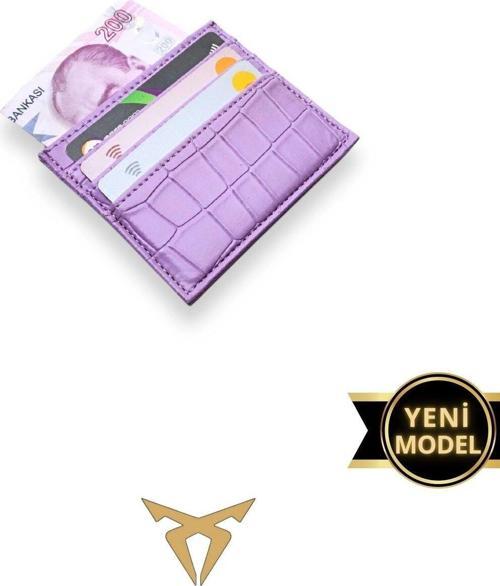 Süper İnce Model Deri Kredi Kartlık & Kartvizitlik - Croco Lila
