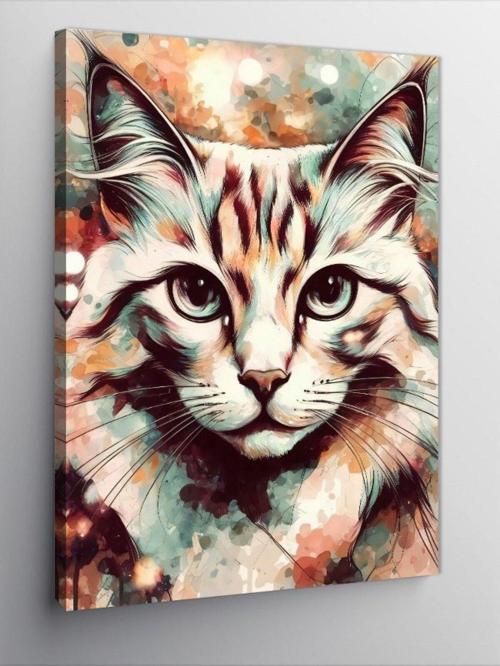 Kanvas Tablo Renkli Kedi