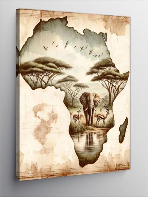 Kanvas Tablo Afrika Haritası
