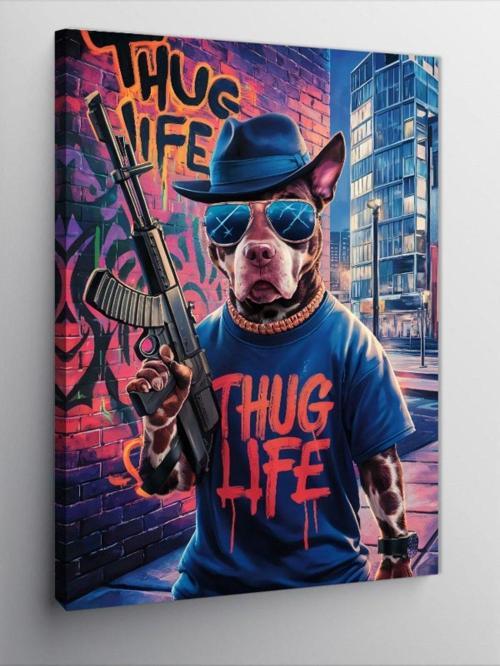 Kanvas Tablo Thug Life Köpek