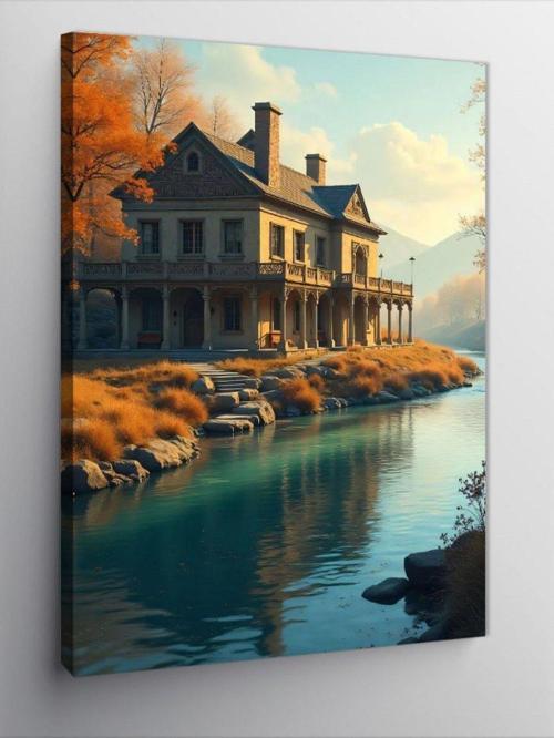 Kanvas Tablo Göl Evi