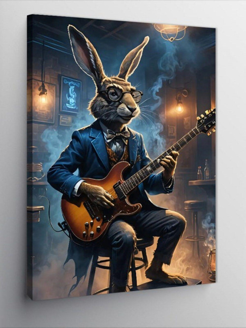 Kanvas Tablo Gitar Tavşanı
