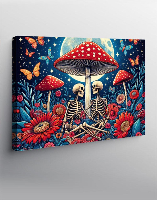 Kanvas Tablo Mantarlar Altında İskeletler