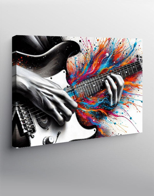 Kanvas Tablo Renkli Gitar Patlaması
