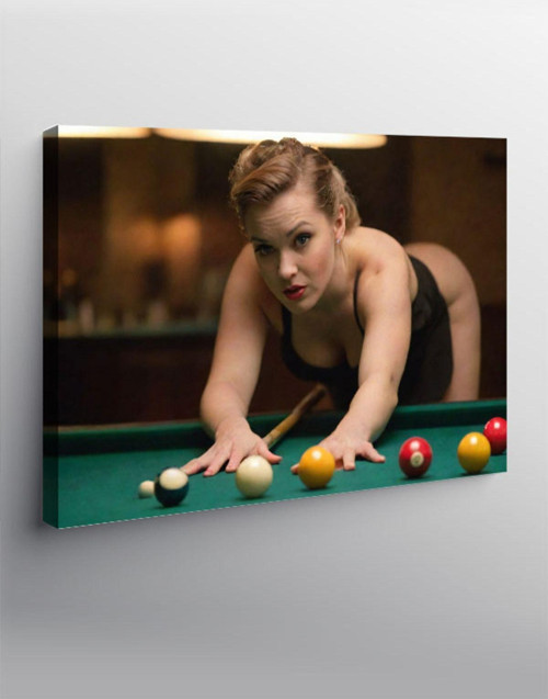 Kanvas Tablo Bilardo Oynayan Kadın