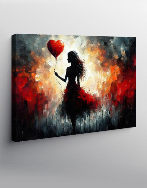 Kanvas Tablo Balon Tutan Kız