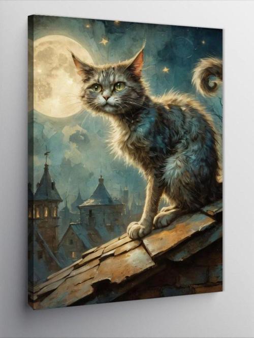 Kanvas Tablo Çatıda Kedi