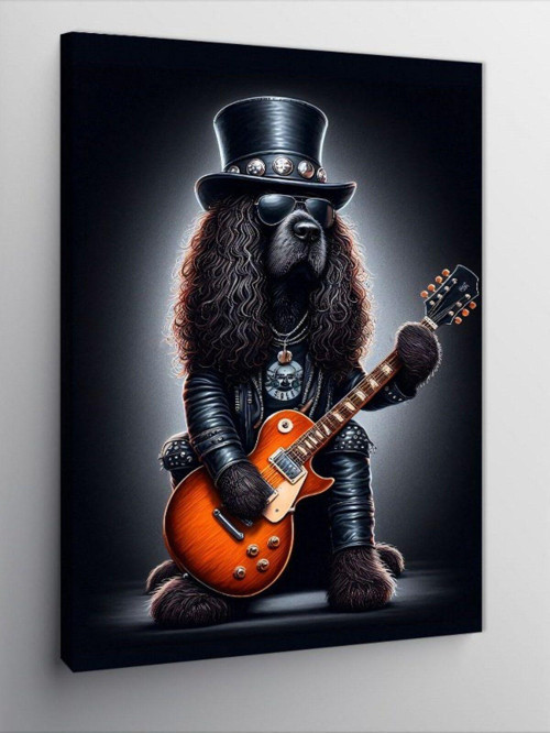 Kanvas Tablo Gitar Çalan Köpek