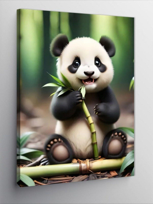Kanvas Tablo Bambu Yiyen Panda