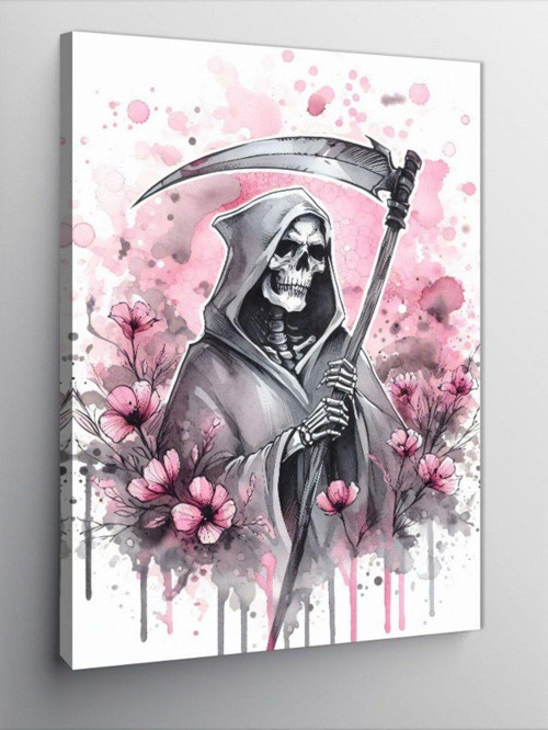 Kanvas Tablo Pembe Grim Reaper
