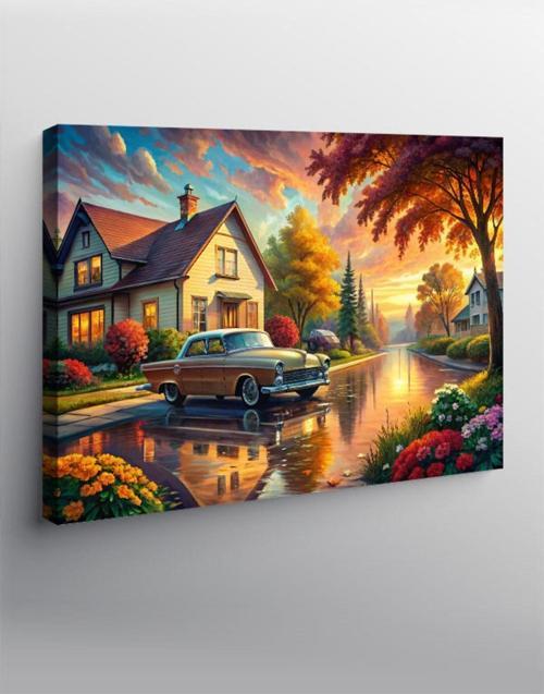 Kanvas Tablo Ağaçlar Ve Müstakil Ev