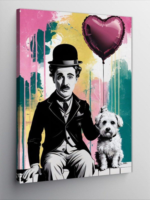 Kanvas Tablo Charlie Chaplin Ve Köpek