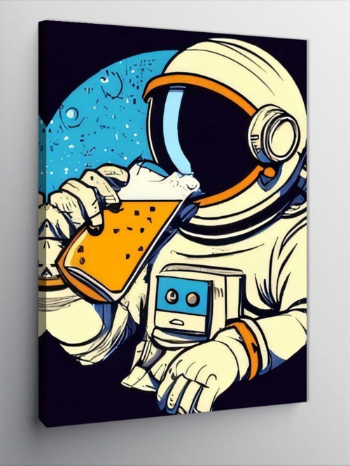 Kanvas Tablo Pizza Yiyen Astronot