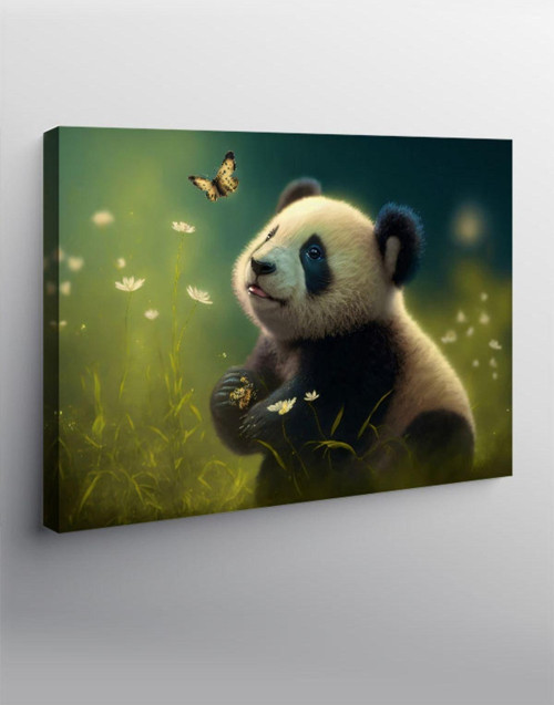 Kanvas Tablo Panda Ve Kelebek