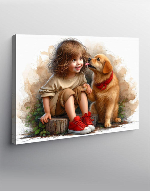 Kanvas Tablo Küçük Kız Ve Köpeği