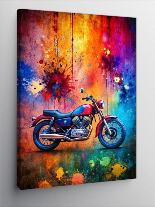 Kanvas Tablo Retro Motosiklet Yağlıboya