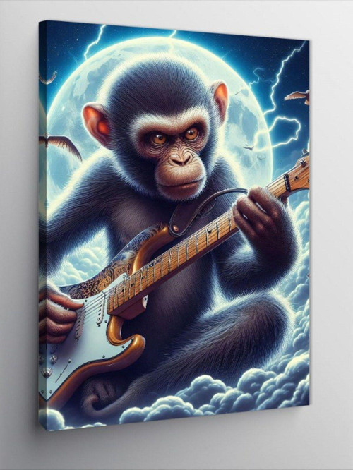 Kanvas Tablo Gitar Çalan Maymun